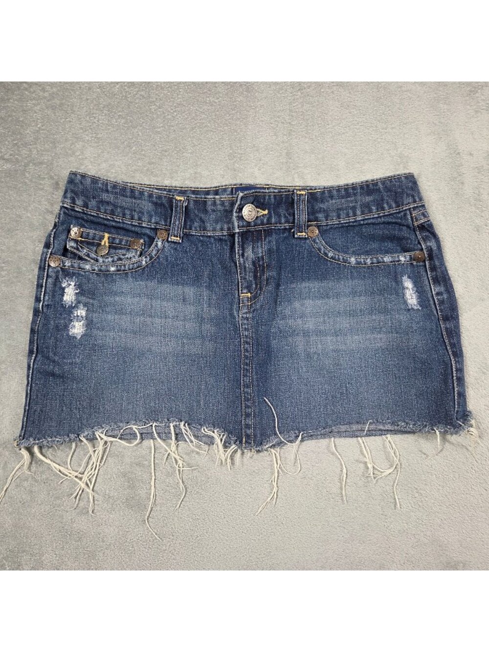 Vintage Aeropostale Skirt 7 / 8 Blue Denim Micro Mini Denim Raw Hem Y2K